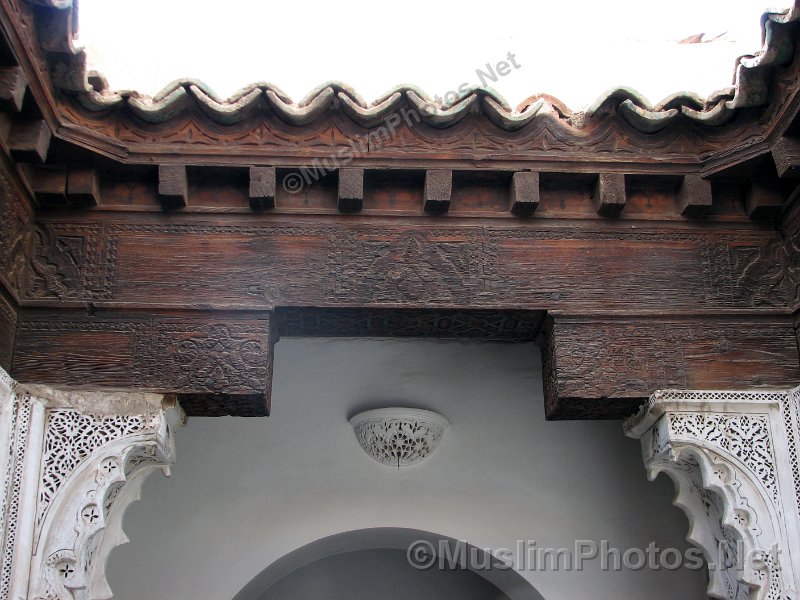Details of the roof area in of the Ben Youssef Medressa